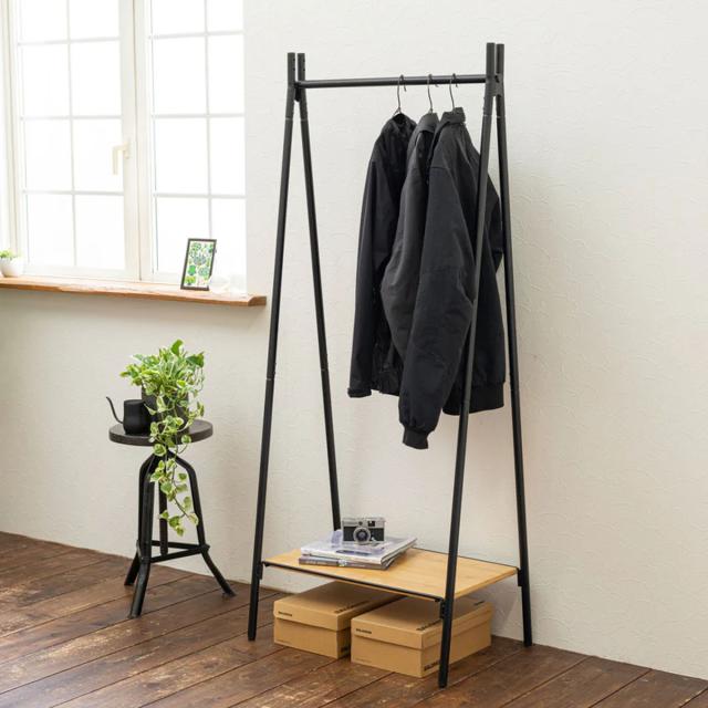 ハンガーラック 燕三条製 RACK A シェルフボード 棚付 幅65cm 
