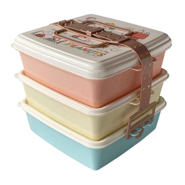 お弁当箱 ピクニックケース 角型 大 3段×2500ml スヌーピー