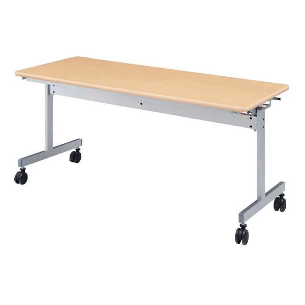 【法人限定】 スタックテーブル デスク 幅150cm 奥行60cm テーブル キャスター スタッキング 折りたたみ オフィス （ 折り畳み 会議テーブル 2人用 会議 机 天板 跳ね上げ ミーティング オフィス家具 セミナー 省スペース ）_4