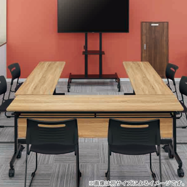 【法人限定】 スタックテーブル デスク 幅150cm 奥行60cm テーブル キャスター スタッキング 折りたたみ オフィス （ 折り畳み 会議テーブル 2人用 会議 机 天板 跳ね上げ ミーティング オフィス家具 セミナー 省スペース ）_6