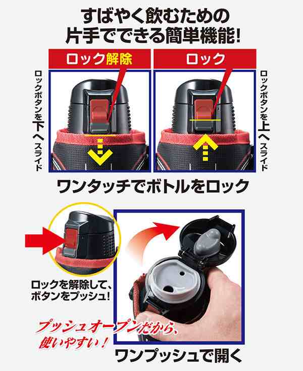20個セット】 スポーツマグボトル/水筒 【1L ブラック】 温・冷両用 