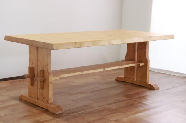 ダイニングテーブル 4人掛け 天然木 高強度 カントリー調 幅180cm 6人