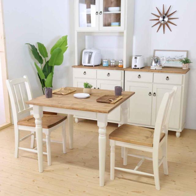 ダイニングチェア 2脚セット 座面高43cm 天然木 カントリー調 （ 食卓