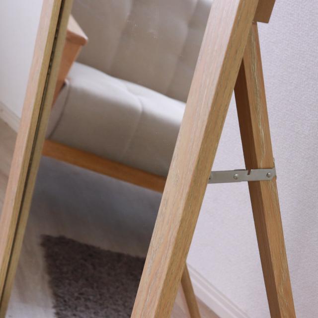 スタンドミラー 全身 木枠 50×150cm （ ミラー 鏡 おしゃれ インテリア 飛散防止 姿見 全身鏡 シンプル 玄関 リビング かがみ 北欧風 木目調 フレーム ）