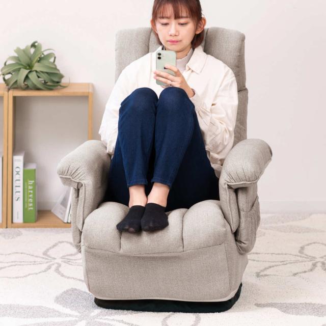 アウトレット限定品/新品★高級リクライニング高機能ハイバック高座椅子【グレー】 高座椅子 ハイバックタイプ 回転 昇降式 座面高42〜48cm ジネシー