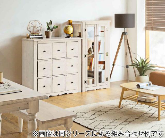 チェスト 3段9杯 多引出し カントリー調 パイン材 幅90cm （ 収納 家具