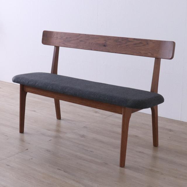 ダイニングベンチ 座面高44cm ウーノ レッドオーク無垢材 （ 背もたれ付き 幅120cm ベンチ チェア ダイニング イス 椅子 木製 天然木 食卓椅子 木製チェア ウレタン 疲れにくい いす 食卓 リビング リビングベンチ ファブリック ）