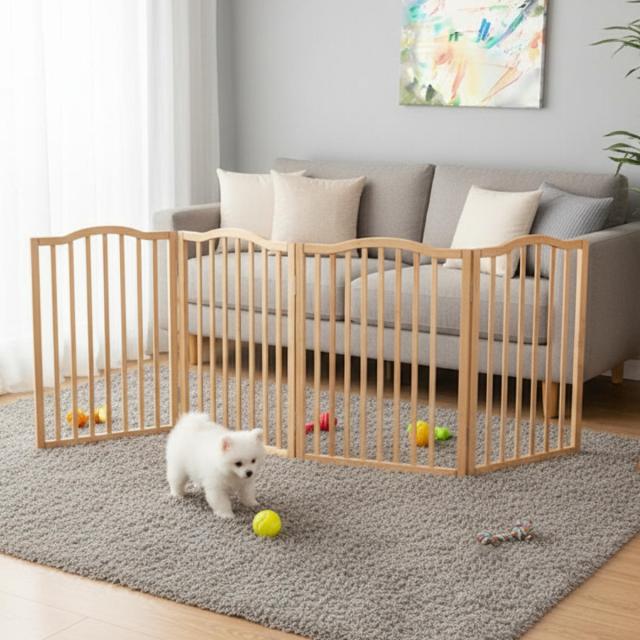 ペットフェンス giocoso 4折れ 折りたたみ 木製 （ ペットゲート ドッグゲート ペットグッズ ペット 犬 ドッグ フェンス ゲート 柵 間仕切り 仕切り ガード 玄関 ドア 飛び出し ）_6