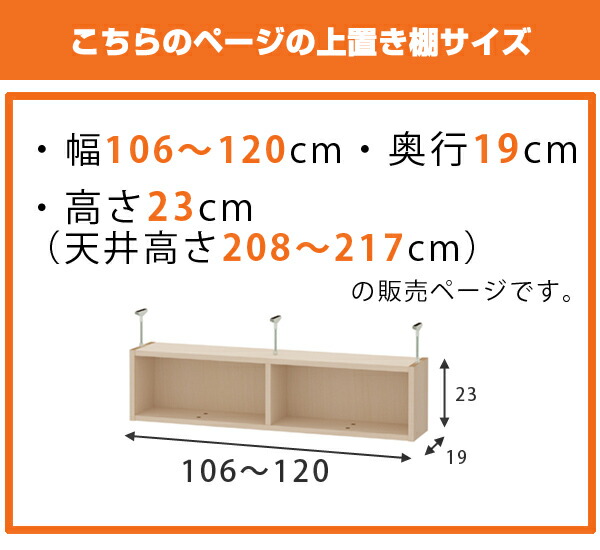 上置き棚 高さ23cm ワイドタイプ用 幅106-120cm 奥行き19cm 対応 （ 天井高さ208-217cm オーダー本棚 収納棚 Type23 ブックシェルフ リビング収納 漫画収納 子供部屋 オーダーメイド 国産 フリーラック 書棚 本棚 オーダー 書庫 ）_1