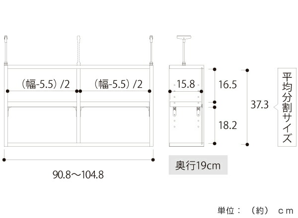 上置き棚 高さ41cm ワイドタイプ用 幅91-105cm 奥行き19cm 対応 （ 天井高さ226-235cm オーダー本棚 収納棚 Type41 ブックシェルフ リビング収納 漫画収納 子供部屋 オーダーメイド 国産 フリーラック 書棚 本棚 オーダー 書庫 ）_3