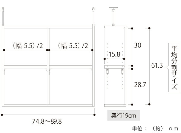 上置き棚 高さ65cm ワイドタイプ用 幅75-90cm 奥行き19cm 対応 （ 天井高さ250-259cm オーダー本棚 収納棚 Type65 ブックシェルフ リビング収納 漫画収納 子供部屋 オーダーメイド 国産 フリーラック 書棚 本棚 オーダー 書庫 ）_3