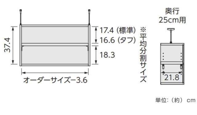 専用 上置き棚 タフ棚板 type41 オーダー本棚 奥行25cm 幅45-59cm用 （ 専用パーツ 追加オプション 上置き 収納家具 オプション 追加 オーダー ラック パーツ ）_3