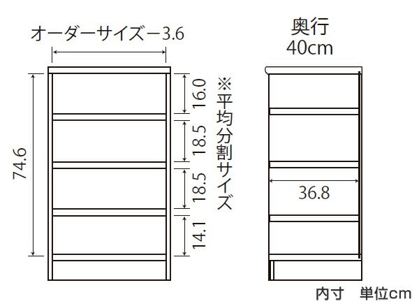 オーダー本棚 タフ棚板タイプ 幅15-24cm 奥行40cm 高さ88cm （ 収納棚 書棚 本棚 オーダー ラック 壁面収納 書庫 日本製 オーダーメイド 文庫本 コミック フリーラック ）の通販は