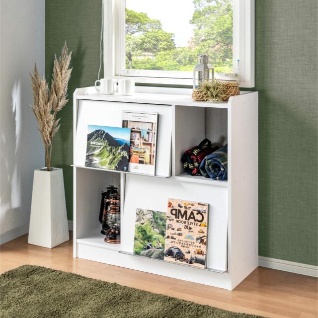 LOWYA ディスプレイ 収納 ラック フラップ扉付き lowya ホワイト