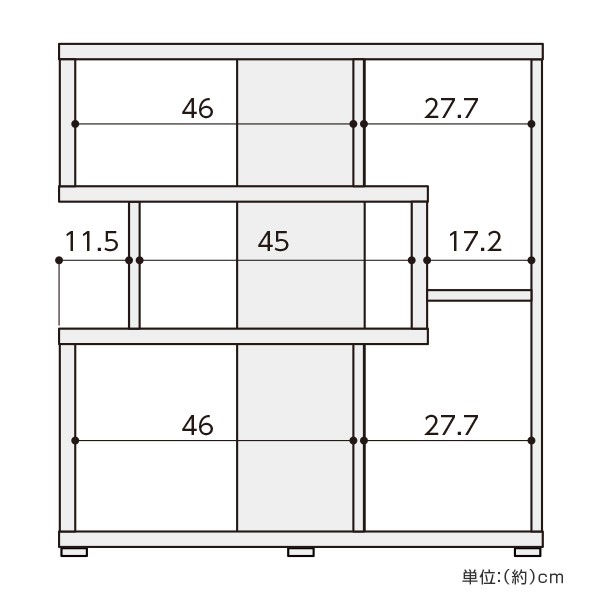 ブックシェルフ デザイン書棚 ディスプレイラック ロータイプ 高さ85cm （ 本段 棚 ラック 収納 オープンラック 収納棚 シェルフ 飾り棚 書棚 収納ラック ツートン バイカラー ）_4