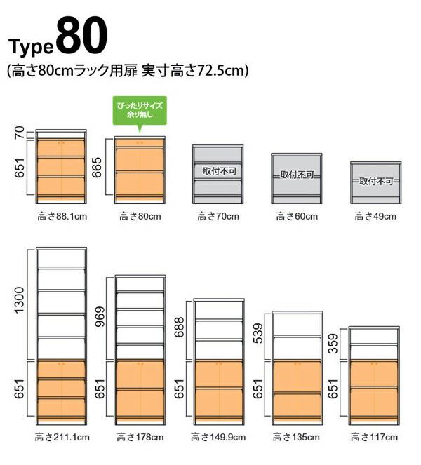 専用扉 オーダー本棚用 ラインハンドル扉 高さ80cm用 幅15〜24cm 片開き （ オーダーメイド セミオーダー 扉 オプション 本体用扉 ）_6