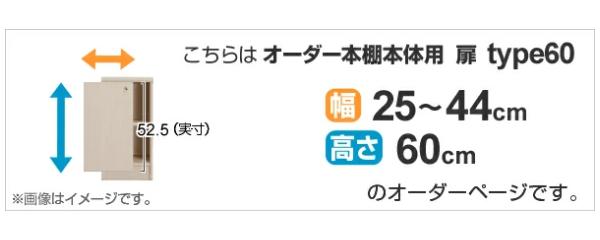 オーダー本棚用扉 高さ60cm 幅25-44cm type60 （ オーダーメイド セミオーダー ）_1