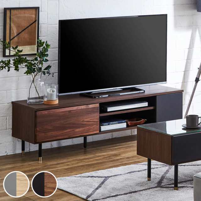 テレビ台 ローボード バイカラーデザイン 日本製 幅150cm ( テレビボード TV台 TVボード AVボード 棚 完成品 TVラック 収納 スライドレール 可動棚 ナチュラル ブラウン 引き出し テレビ台 ロータイプ)の通販は