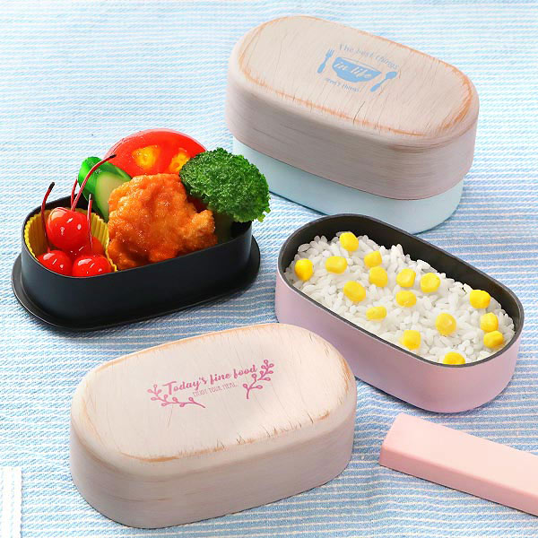 お弁当箱 2段 オールドウッド オーバル 入れ子 400ml （ 弁当箱