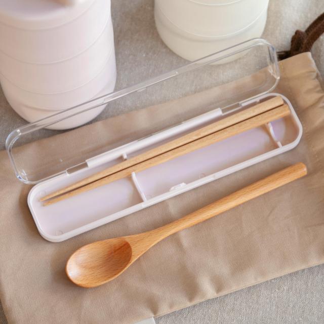 コンビセット tutu 木製 箸 スプーンセット （ 箸箱 スプーン セット 18cm カトラリー カトラリーセット 大人 箸＆スプーンセット お箸 はし お弁当用 給食 お弁当 弁当 おしゃれ ）