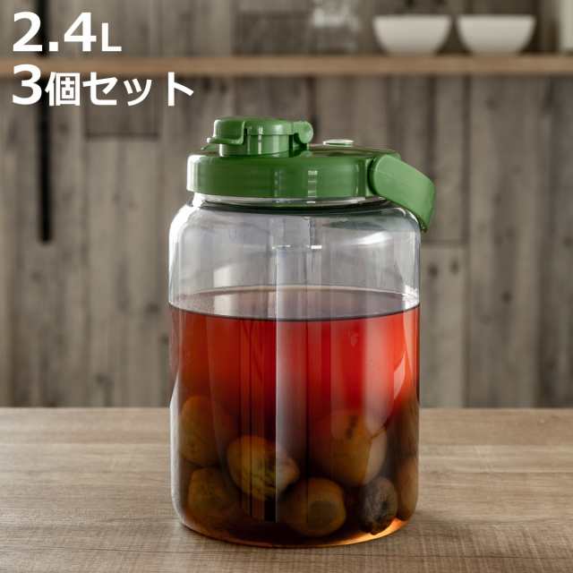 梅酒容器 液体密封容器 R型 2.4L プラスチック製 3個セット （ 梅酒びん 梅酒瓶 果実酒瓶 保存容器 密閉保存容器 梅酒用保存容器  果実酒｜au PAY マーケット