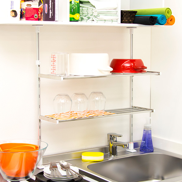 正規激安 水切り棚 つっぱり 60 キッチン 突っ張りラック ステンレス 2段 全品送料無料 Carlavista Com
