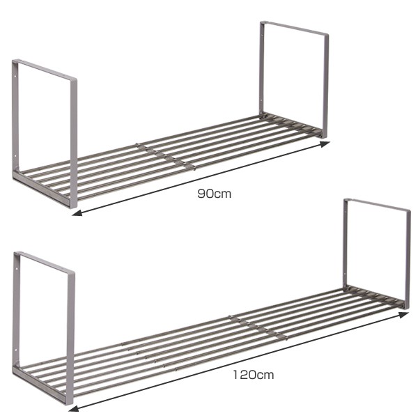 吊戸棚下収納 吊り戸下収納 伸縮式 ねじ止めタイプ 幅90〜120cm 1段 ステンレス 組立式 （ 水切り棚 キッチン 水切りラック 収納 キッチ