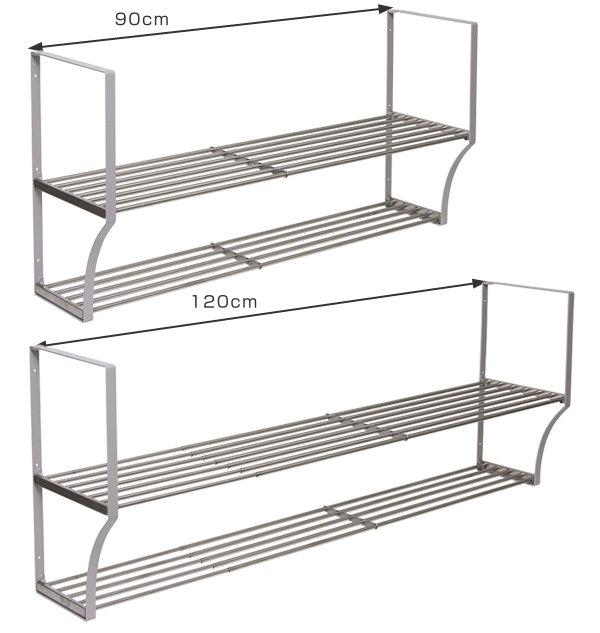 吊り戸棚水切りラック 大容量 吊戸棚下収納 吊り戸下収納 伸縮式 ねじ止めタイプ 幅90〜120cm 2段
