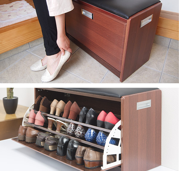 シューズラック ベンチタイプ クッション付 幅84cm 玄関 ベンチ イス いす 椅子 靴箱 靴入れ 玄関収納 完成品 靴 シューズ 靴棚 家具 の通販はau Pay マーケット リビングート