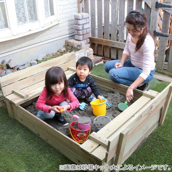 砂場 フタ付 開閉式 100×80cm 木製砂場 （ 蓋付き ふた付き 砂遊び 砂場遊び 子供 自宅用 家庭用 庭 屋外 遊具 砂場ベンチ 砂あそび 外遊び 猫除け ）_6