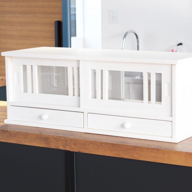 カウンターラック 桐製 幅80cm はい帳 両面引き戸 （ 蠅帳 蝿帳 は