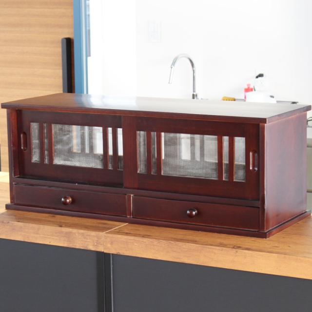 カウンターラック 桐製 幅80cm はい帳 両面引き戸 （ 蠅帳 蝿帳 は