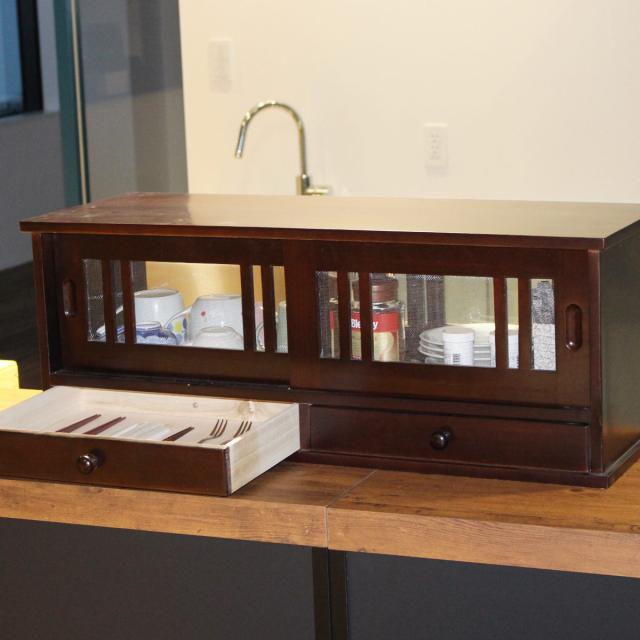 カウンターラック 桐製 幅80cm はい帳 両面引き戸 （ 蠅帳 蝿帳 は