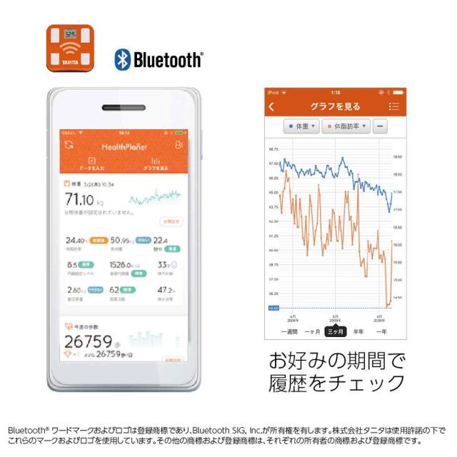 タニタ 体組成計 アプリ連動 （ 体重計 ヘルスメーター デジタル体重計 体脂肪計 薄型 150kgまで 体脂肪率 内臓脂肪レベル BMI 筋肉量 推定骨量 体内年齢 デジタル 電池式 乗るだけ シンプル コンパクト スマホ連動 家族用 ）_19
