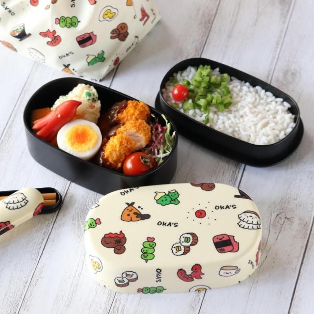 弁当箱 570ml 2段 布貼小判弁当 570 OKA'S （ お弁当箱 レンジ対応 食