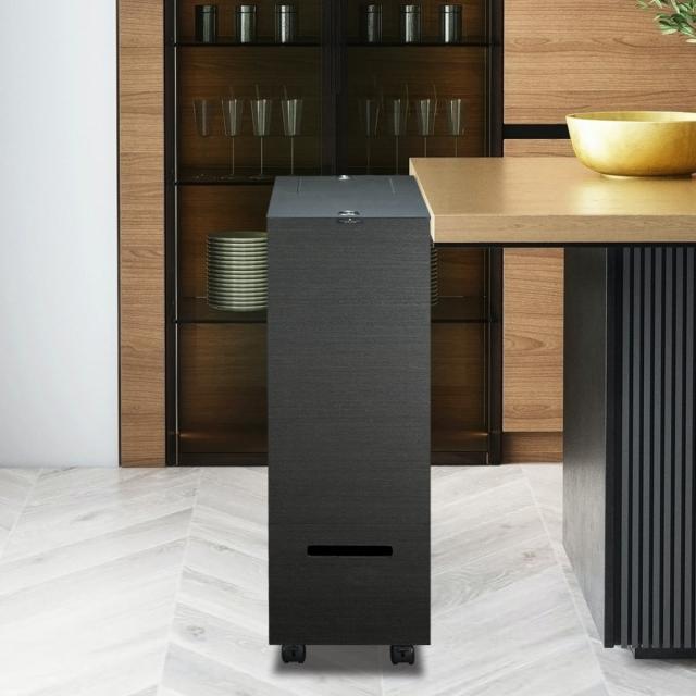 ゴミ箱 60L 2段 バスクグランデペール （ ごみ箱 木目調 60リットル 袋 見えない くず入れ 角型 リビング キッチン 隙間 日本製 ダストボックス 屑入れ シンプル おしゃれ ウッドテイスト 木目 デスク キャスター付き ）_10