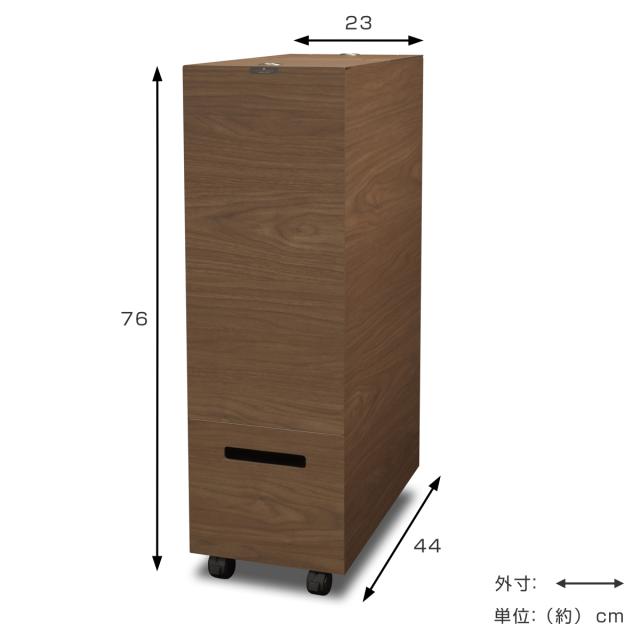 ゴミ箱 60L 2段 バスクグランデペール （ ごみ箱 木目調 60リットル 袋 見えない くず入れ 角型 リビング キッチン 隙間 日本製 ダストボックス 屑入れ シンプル おしゃれ ウッドテイスト 木目 デスク キャスター付き ）_2