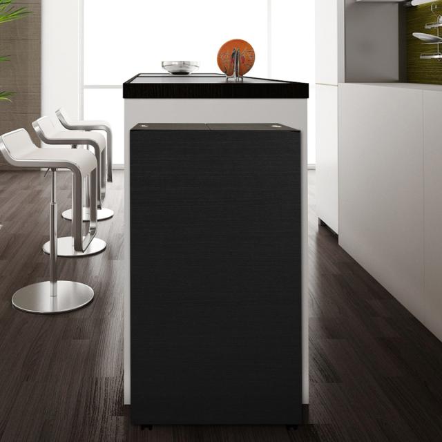 ゴミ箱 60L 2段 バスクグランデペール （ ごみ箱 木目調 60リットル 袋 見えない くず入れ 角型 リビング キッチン 隙間 日本製 ダストボックス 屑入れ シンプル おしゃれ ウッドテイスト 木目 デスク キャスター付き ）_8