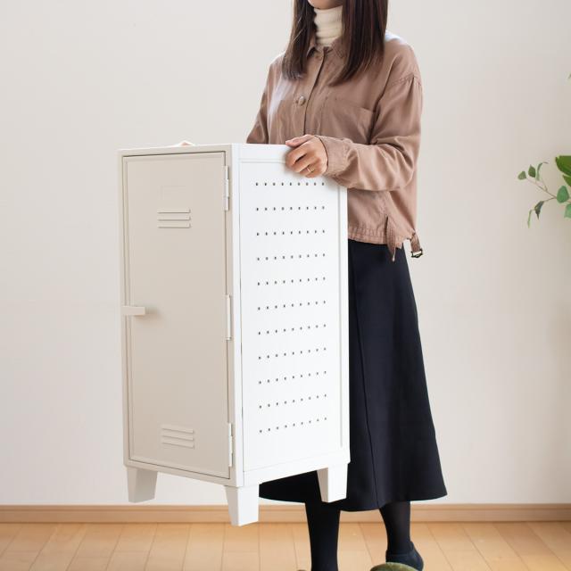 キャビネット VAZZO 2個セット 幅35.5×奥行35.5×高さ76.5cm ペグキャビネット （ ロッカー 収納 プラスチック 扉付き 収納棚 軽量 丈夫 積み重ね 棚 収納ボックス 本棚 キッチン 洗面所 玄関 リビング ヴィンテージ風 おしゃれ ）_11