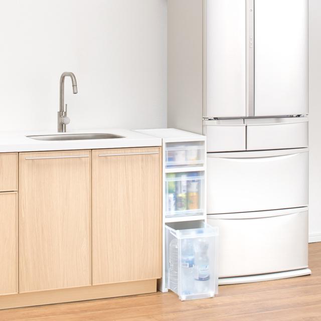 キッチンストッカー ファビエ スキピタストッカー ワイド 3段 幅27cm S-111W （ キャスター付き キッチンワゴン 隙間収納 プラスチック 収納ストッカー スリムストッカー ストッカー 収納 すき間 隙間 シンプル キッチン 洗面所 ）の通販は