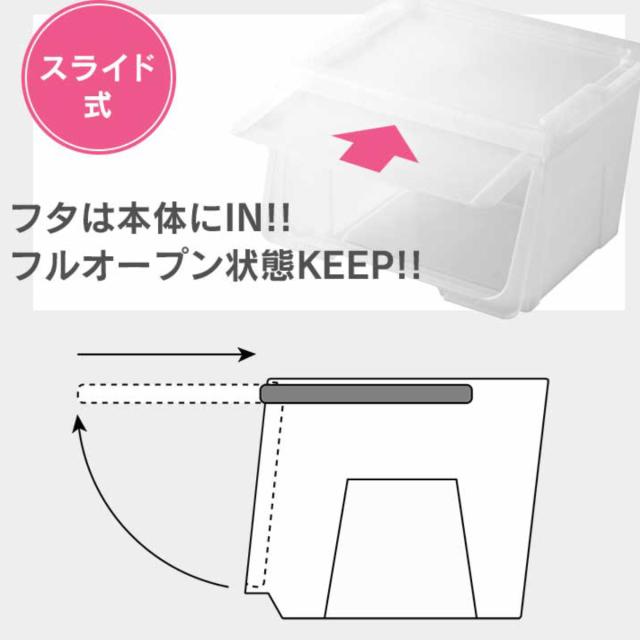 収納ボックス 前開き KABAKO カバコ スリム L 8個セット （ 幅30×奥行42×高さ41cm 収納ケース 半透明 日本製 収納 衣装ケース おもちゃ箱 クローゼット収納 積み重ね フタ付き 洗面所 キッチン ストッカー プラスチック フラップ ）_6