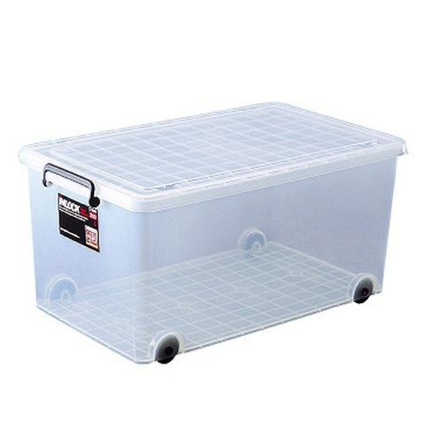 収納ケース 押入れ用 インロック350L 3個セット （ 幅44×奥行74×高さ35cm プラスチック キャスター 衣装ケース フタ付き 積み重ね 丈夫 スタッキング 押し入れ 頑丈 衣類収納 クローゼット 押入れ収納 ）