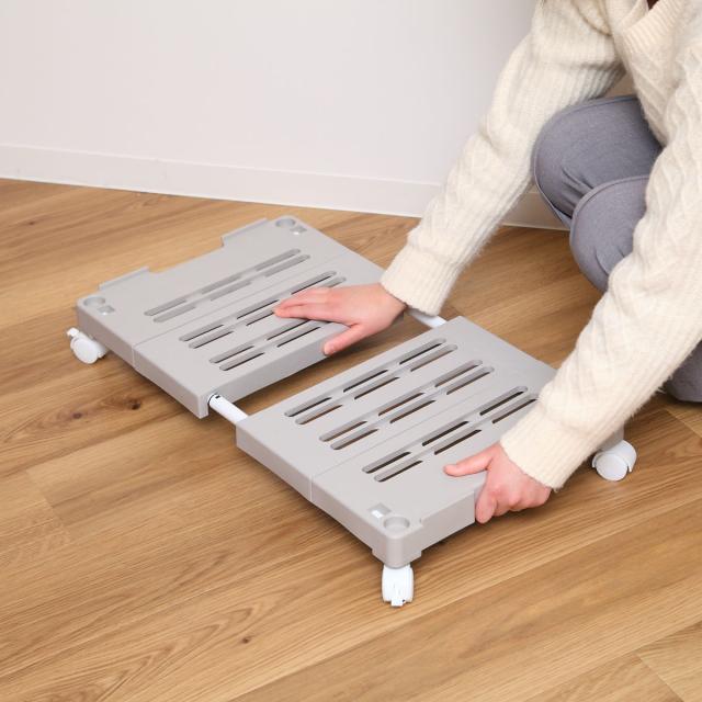 押入れ収納キャリー 4台セット 幅54〜76×奥行37×高さ11cm キャスター付き （ 押入れ収納 収納 平台車 すのこ 伸縮タイプ 台車 キャリー 伸縮 ワゴン 押入れ収納ワゴン 組立品 ）