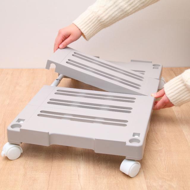 押入れ収納キャリー 4台セット 幅54〜76×奥行37×高さ11cm キャスター付き （ 押入れ収納 収納 平台車 すのこ 伸縮タイプ 台車 キャリー 伸縮 ワゴン 押入れ収納ワゴン 組立品 ）