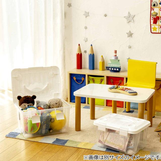 収納ボックス 幅50×奥行36×高さ29cm フタ付き 持ち手付き プラスチック 8個セット （ 収納ケース 収納 衣類 小物 キャスター付き 片開き ロック式 積み重ね 持ち運び フタ 持ち手 付き 防災グッズ 食品 日用品 ストック おもちゃ ）_10