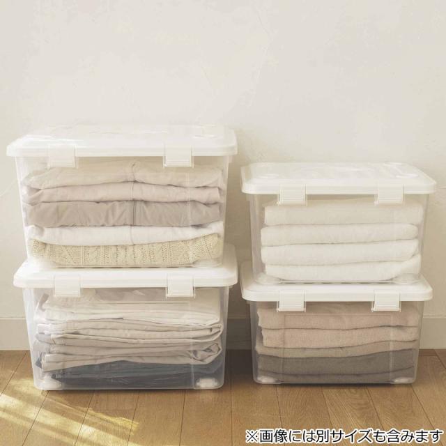 収納ボックス 幅58×奥行42×高さ34cm フタ付き 持ち手付き プラスチック 6個セット （ 収納ケース 収納 衣類 小物 キャスター付き 片開き ロック式 積み重ね 持ち運び フタ 持ち手 付き 防災グッズ 食品 日用品 ストック おもちゃ ）_8