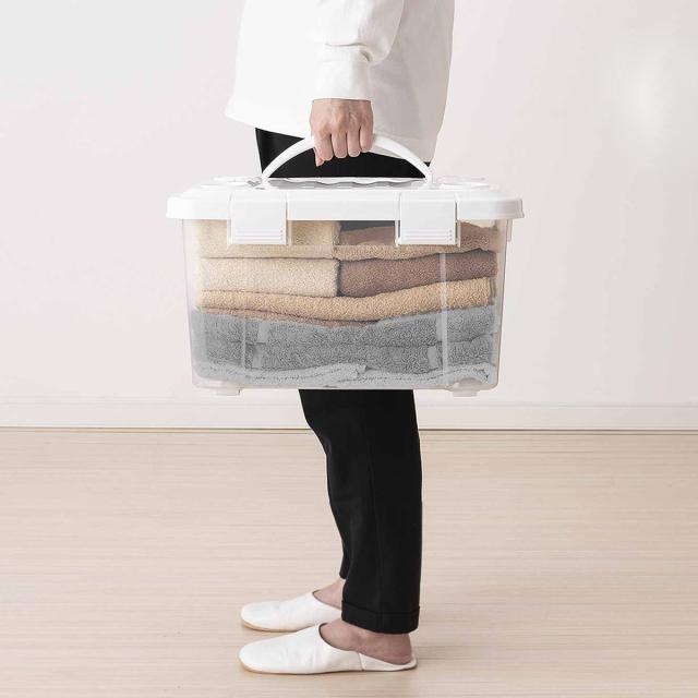 収納ボックス 幅42×奥行31×高さ25cm フタ付き 持ち手付き プラスチック