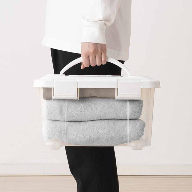 収納ボックス 幅36×奥行27×高さ21cm フタ付き 持ち手付き プラスチック