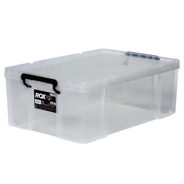 収納ボックス 幅44×奥行66×高さ24.3cm ロックス 660M 押入れ用 4個セット （ 収納ケース 衣装ケース フタ付き 積み重ね 丈夫 頑丈 収納 日本製 スタッキング 押入れ クローゼット 押入れ収納 大容量 ウォークインクローゼット ）_18