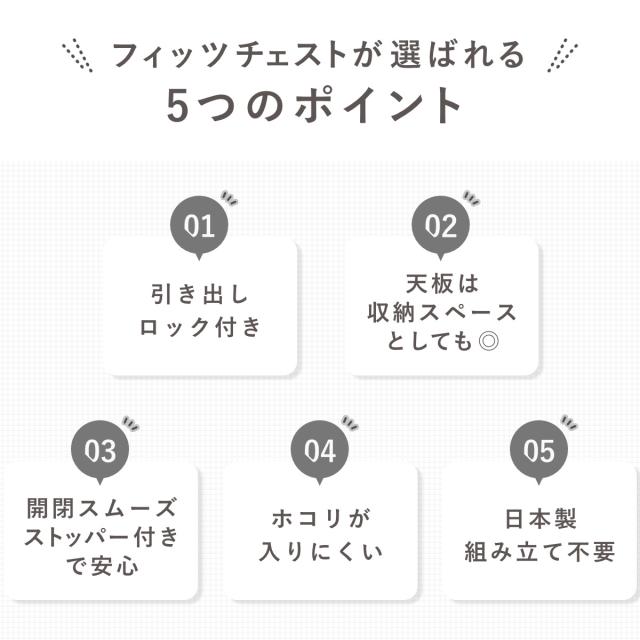チェスト フィッツチェスト フルフラット 6505 Fits 幅65×奥行41×高さ105cm 5段 （ タンス 引き出し 収納 衣類収納 完成品 プラスチック 引き出しロック フィッツ 衣装ケース リビング収納 収納ケース 洋タンス ストッパー付き ）